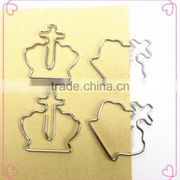 Beauty girl likes silver crown shape metal spring clips paper clips