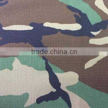 65% Polyester/35% Cotton military camouflage printed ripstop fabric