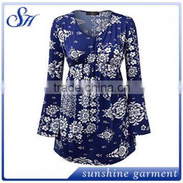 New Prints Design Blouses Round Bottom Casual Tops 2017 for Women photo-4