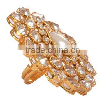 POLKI Pearl GOLD COCKTAIL FINGER Ring photo-2
