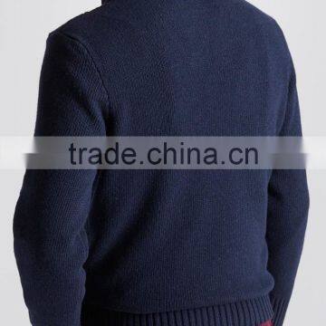 High Quality Wholesale Knitwear Men's Shawl Collar Cable Sweater Navy (BKNM15) photo-2
