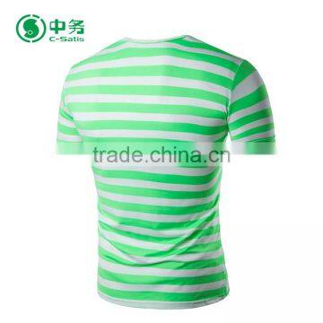 Wholesale Custom Summer O-Neck Short Sleeve Red and White Mens Striped T Shirt photo-4