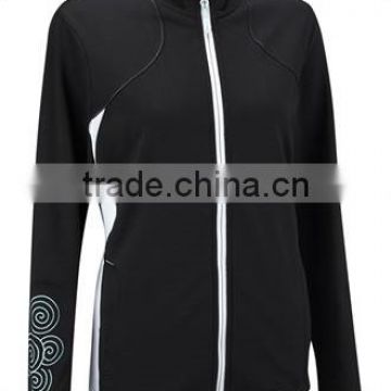 Black Plain Custom Design Full White Zipper Ladies' Waterproof Golf Jackets without Hood