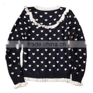 2015 New Design Girl Cardigan Sweater Scallop Trim Children Wear Cardigan