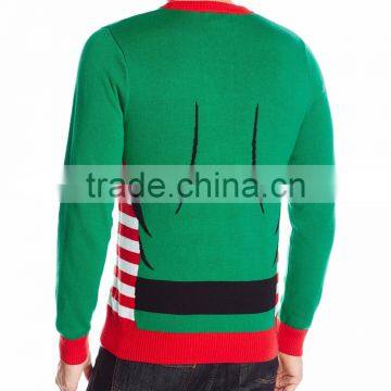Men Green Sweater Faux-Muscle Pattern Christmas Sweater photo-2