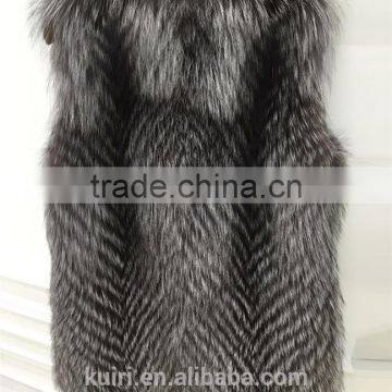 2016 New Arrival Genuine Natural Twill Furs Gilet Real Silver Fox Fur Jacket Vest Women Furs Outerwear Waistcoat photo-6