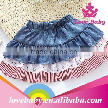 Latest Korean Stripe Bowknot Children Demin Jeans Skirts photo-5
