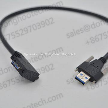 USB 3.0 Left Angle Micro B with Recessed Screws Exit Left and Exit Right U3 Vision Cables