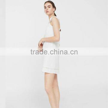 2017 Hot Style Women off Shoulder Sexy Short Square Neckline Bow Linen Dress photo-4