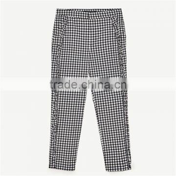 Spring Women Soft Slim Gingham Trousers photo-6