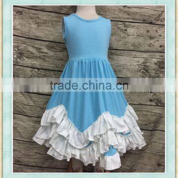 2017 Wholesale latest designs girl summer popular blue dress