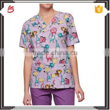 Wholesale fashion medical scrub printed uniform