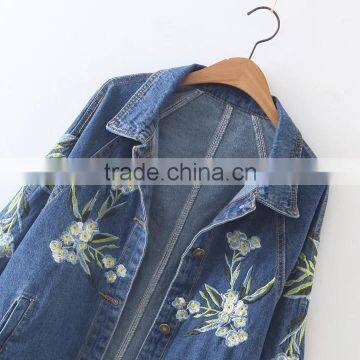 Ladies Autumn Embroidered 100% Cotton Jeans Jacket photo-3