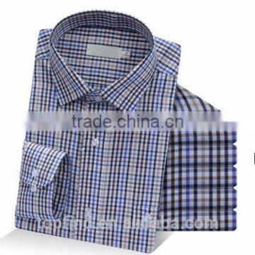 Wholesale customs cotton plaids long sleeve deep color men shirts with cheap price