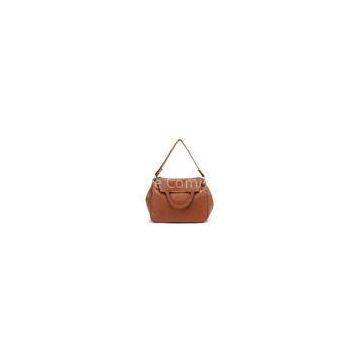 Trendy Brown Italian Leather Handbags With Two Straps , Dumpling Shape