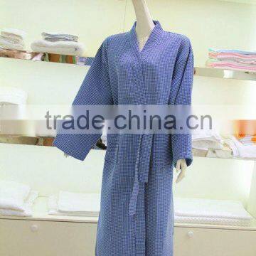 cotton yarn dyed bathrobe for hotel and spa