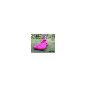 Flocked air bed with pillow