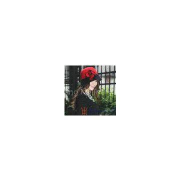 100% Fashion Wool Felt Hats Rose and Red With Flower Trimming for Party