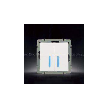 YK007 2 gang 2 way LED euro electric wall switch