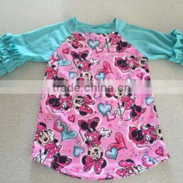 2017unique Fashion Clothes Raglan Sleeve Shirt of Toddler Girls Party Clothes Lovely Mouse Printed Boutique Girl Clothing photo-3