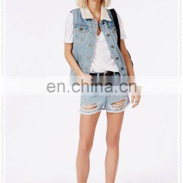 Hot Sale Unique Design Sleeveless Jean Jackets for Girls Wholesale China photo-2
