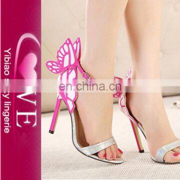 Latest Fashinoable Pink Butterfly Wings Heel High Shoes