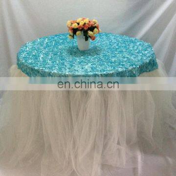 Tiffany Blue Rosette with White Tulle Wedding Table Skirting Designs