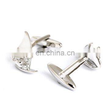 Silver Color Fashion Boat Design Copper Material Cufflinks photo-3