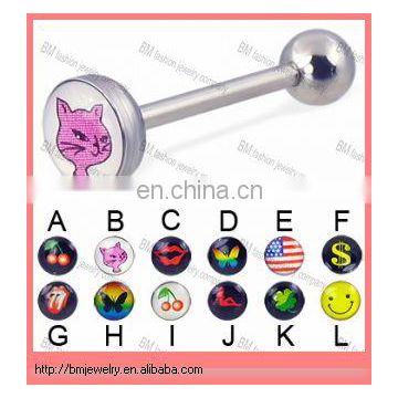 sexy epoxy tongue barbell in stainless steel body piercing jewelry rings