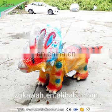 KAWAH Silicon Rubber Triceratops Rides Battery Operated Electric Dinosaur Toy Car For Sale