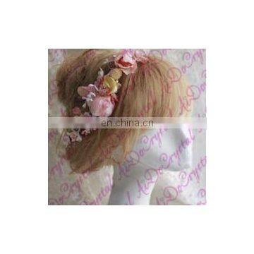 Aidocrystal Beautiful Light Pink Artificial Flowers Tiaras,flower Garland Headband photo-5