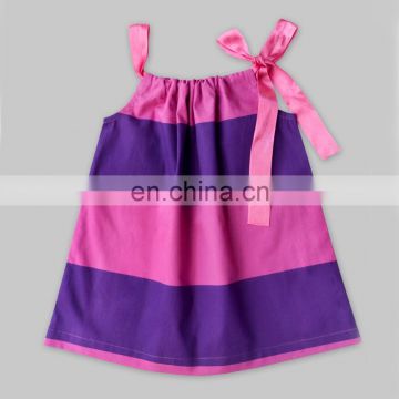 Pink-mauve Stripe pullstring shoulders dress for kids