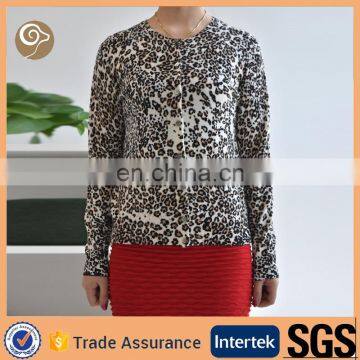 Leopard Printed Women Cashmere Sweater From Scotland