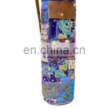 Banjara LEATHER Style Yoga Bag Yoga Met Bag Ethnic Hand Embroidered ViNtAgE INDIAN Kantha YOGA Mat Bag Crossbody Embroidered Yog photo-6