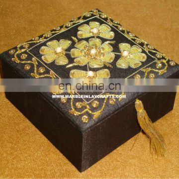 Zari Hand Embroidery Jewelry Box