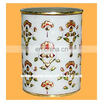 Gold Painting White Marble Planter, Home Decoration Marble Painting Planter