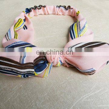 Polyester Printed Hair Band Hair for teen girls Accessories Pink Girls Ribbon Elasticity Headband For Women