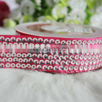 Red Fabric Trim Embroidery Gold Sequin Ribbon photo-5