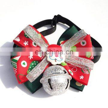 Christmas handmade bow big bells pet collar dog cat holiday bow tie collar