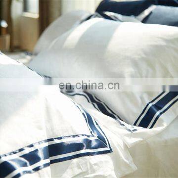 Morden Plain Color Navy White Home Hotel Bed Sheets Bed Linen Bedding Set photo-7
