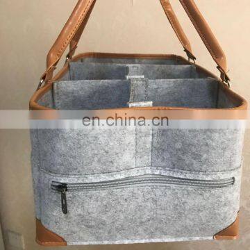 Felt Diaper Caddy Changing Pad Round Edge and Leather Corner photo-5