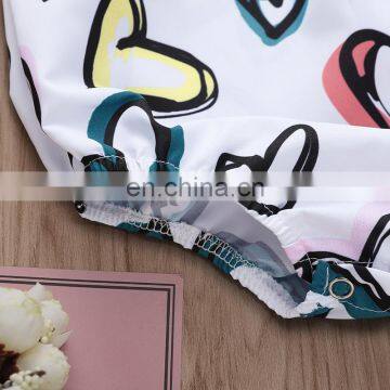2019 Summer Fly Sleeved White Love Heart Print Bodysuit Rompers Kids Girls Bodysuits photo-6