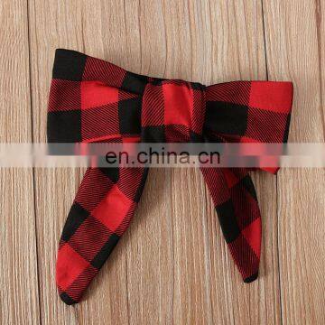 Fall Baby Girl Rompers Set Toddler Christmas Plaid Jumpsuit Headband 2pcs Set Playsuit Long Sleeve Holiday Clothes Set photo-6