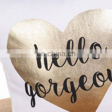 Custom Promotion High Quality Gold Stamping Love Pattern Printed Decorative Sofa Cushion Covers for Home Decor photo-3