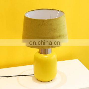 High Quality Custom Cheap Yellow Matt Nightstand Lamps Ceramic for Hotel Bedroom photo-5