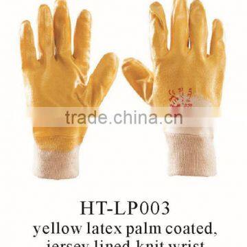 cotton latex gloves/yellow latex palm gloves, with smooth finish