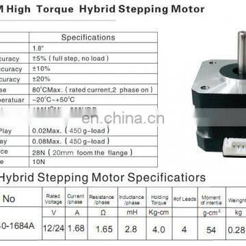 MBI-4240 12V HOTSELLING 1.8degree NEMA 17 Mini Stepping Motor Hybrid Stepper Motor photo-5