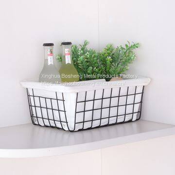 Nordic Style Household Iron Desktop Storage Basket Metal Wire Storage Basket for Home Storage