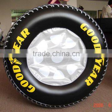 Children playing inflatable tire / personal customization to promote its products
