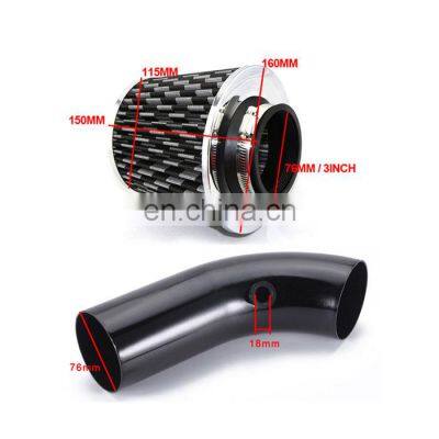 XT Car Universal 76mm/3inch Aluminum Cold Air Intake Filter Induction Pipe Hose System Kit photo-2